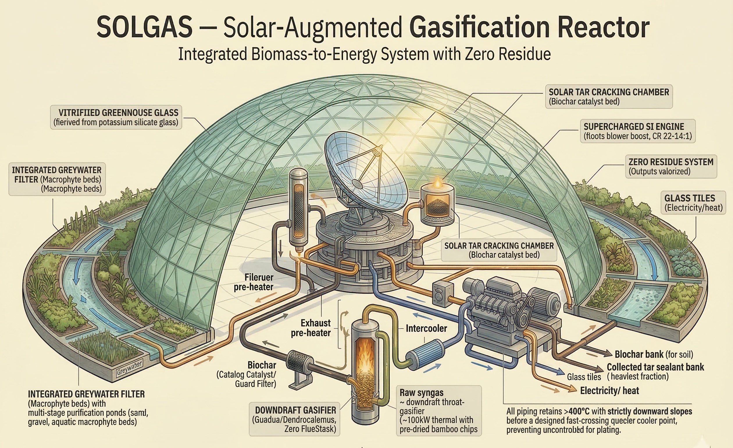 SOLGAS biomass reactor — the metabolic core of the Guild
